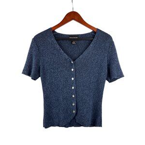 Designers Originals Studio Womens Button-Up Knit Cardigan Sweater S Blue 55% Ram